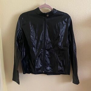 NWOT Women's Black Leather Look Jacket, Size L